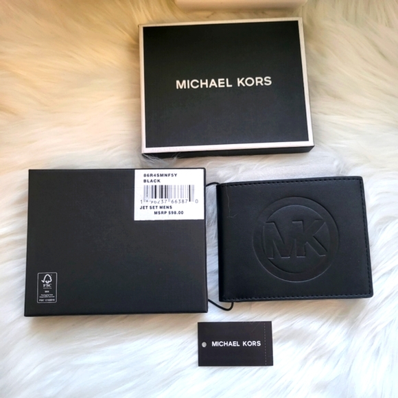 NWT Michael Kors Jet Set Men's Slim Billfold Wallet in a Gift Box $98 - Picture 11 of 17